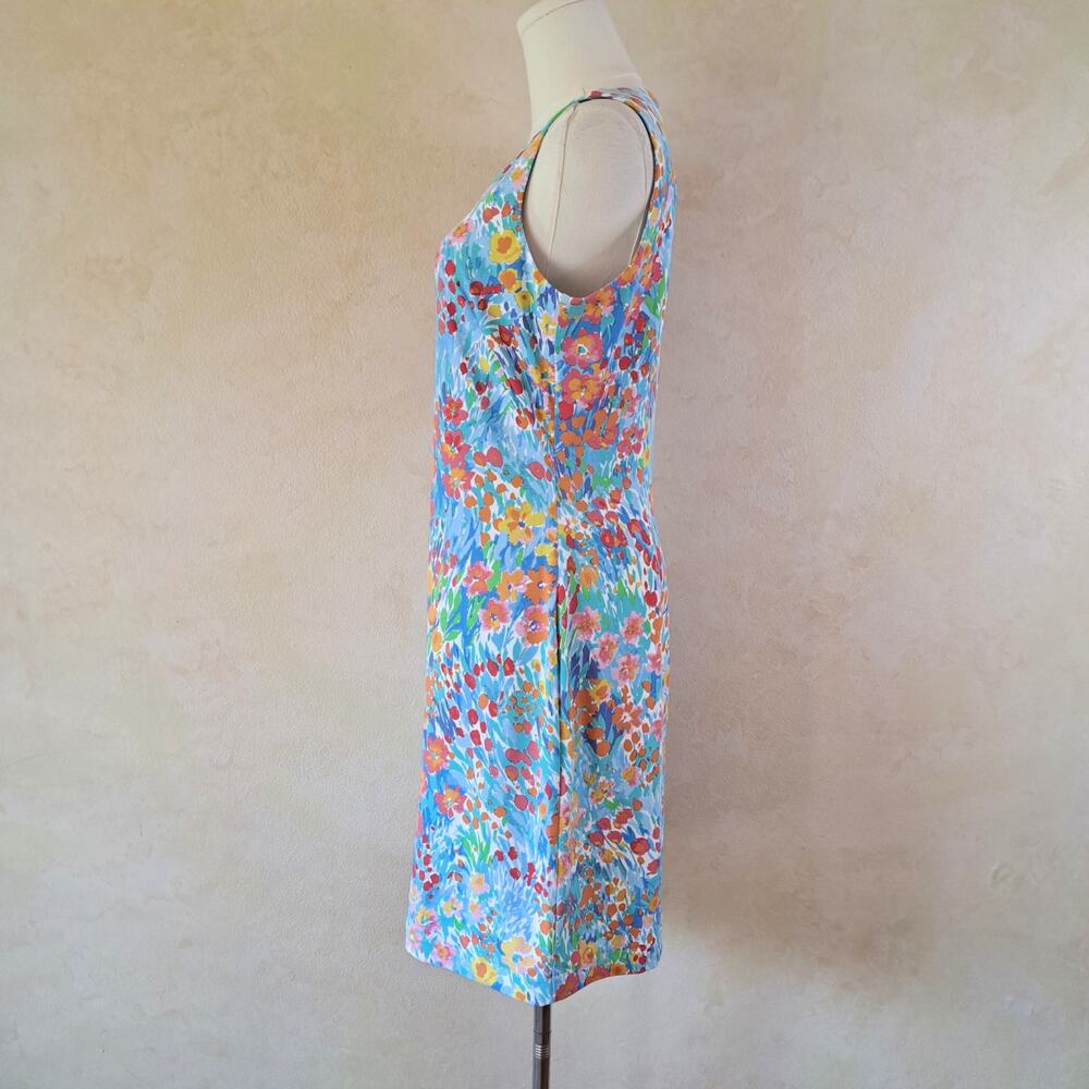 J. McLaughlin Sophia Floral Sleeveless Sheath Dress Small Blue Multi Catalina - Picture 5 of 10